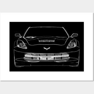 Chevrolet Corvette Z06 2015 Sketch White Posters and Art